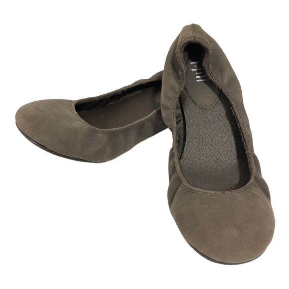 J Jill Taupe Nubuck Suede Leather Ballet Flats Shoes Round Toe Womens Size 6 - Picture 1 of 11